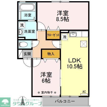 エーデルハイムASAKA B棟(2LDK/2階)の間取り写真