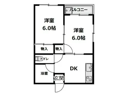 第二中勝コーポ(2DK/1階)の間取り写真