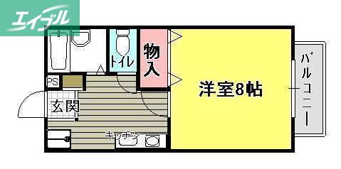 ロンサール奥田(1K/1階)の間取り写真