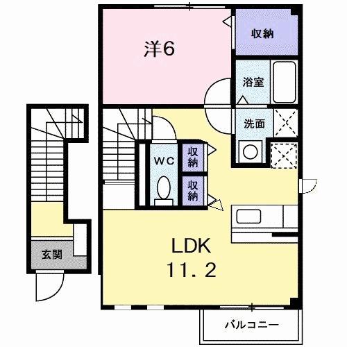 キャプリコートB(1LDK/2階)の間取り写真