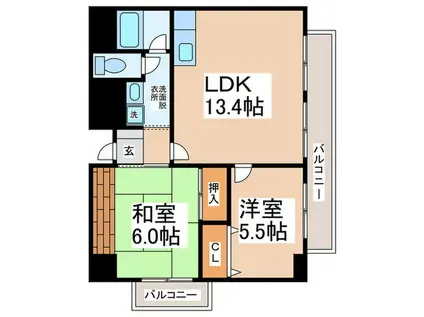 グランドパレス(2LDK/3階)の間取り写真