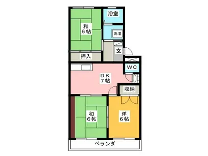 フレックス山本(3DK/3階)の間取り写真