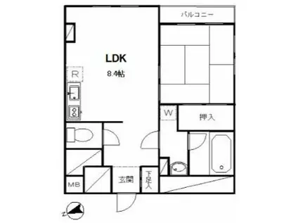 白井ハイツ(1LDK/5階)の間取り写真