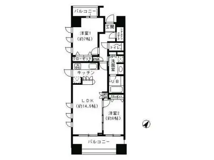 パークキューブ日本橋水天宮(2LDK/7階)の間取り写真