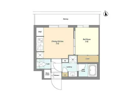 ベルファース三軒茶屋(1DK/1階)の間取り写真