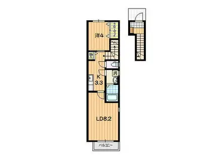 シャンペトル向中野(1LDK/2階)の間取り写真