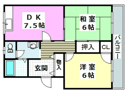 カーサ南茨木(2DK/3階)の間取り写真
