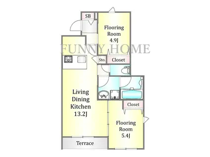 深沢1丁目メゾン(2LDK/1階)の間取り写真