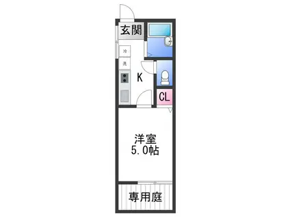 TJ平池B棟(1K/1階)の間取り写真