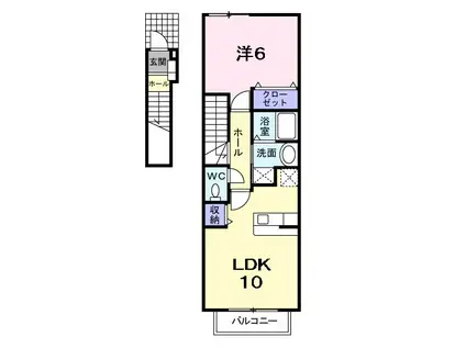 ロックビル ハイツ(1LDK/2階)の間取り写真