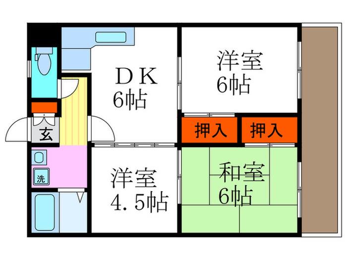 橋本マンション(3DK/3階)の間取り写真