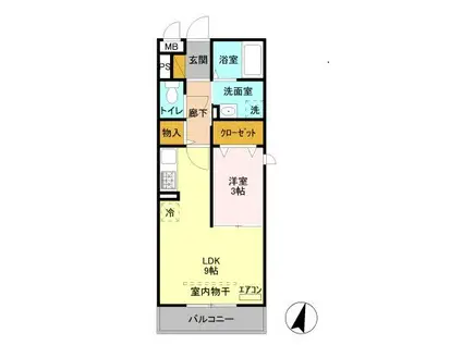 グランツ(1LDK/1階)の間取り写真