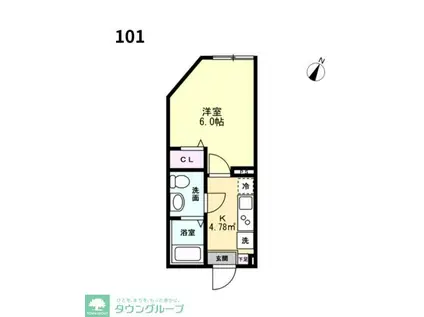 ルージュエール豊四季(1K/1階)の間取り写真