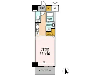 ベルオレイル(1K/9階)の間取り写真