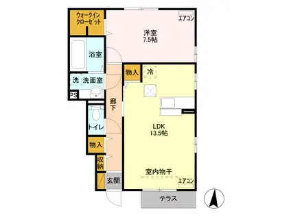 西中居ハイツD(1LDK/1階)の間取り写真