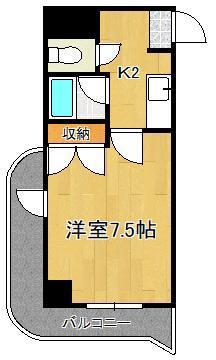 ニューサンリバー 6番館(1K/6階)の間取り写真