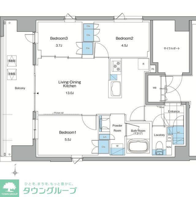 ルフォンプログレ赤羽マークス(3LDK/11階)の間取り写真