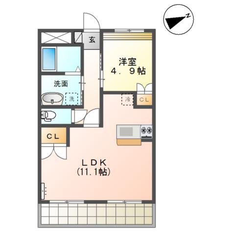 M・コンフォール(1LDK/2階)の間取り写真