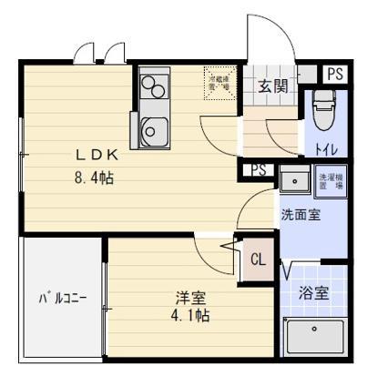 レヴァレント黒崎(1LDK/2階)の間取り写真