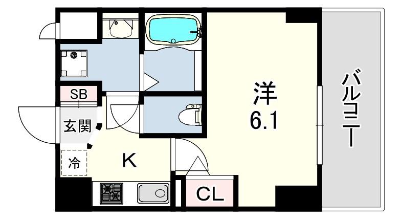 神戸国香通FUTUR(1K/2階)の間取り写真