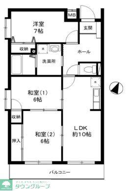 ヴェルジェ山口(3LDK/1階)の間取り写真