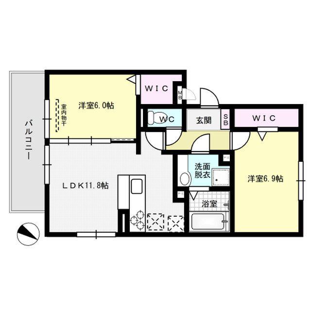 クリエイーストII(2LDK/2階)の間取り写真