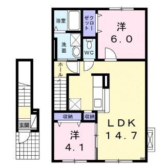 パレス吉元VII(2LDK/2階)の間取り写真