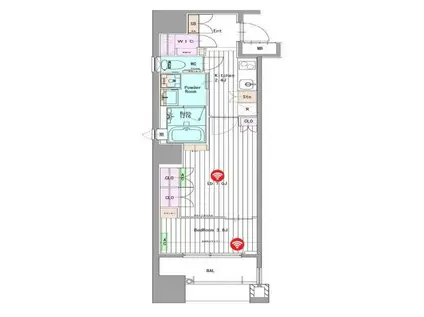 ゲートコート東三国(1LDK/4階)の間取り写真