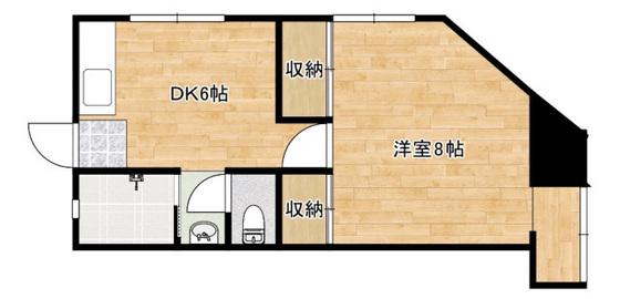 第一津広ビル(1DK/4階)の間取り写真