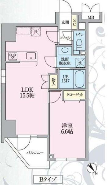 ニアレスタSUGAMO(1LDK/6階)の間取り写真