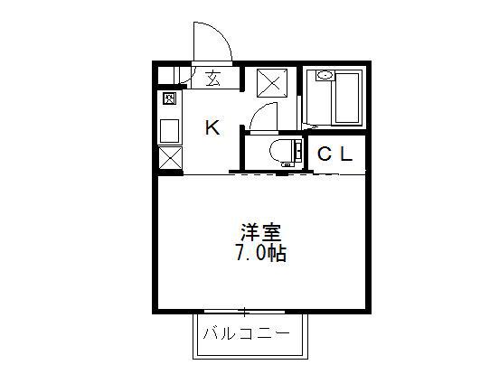 プチハウス(1K/2階)の間取り写真