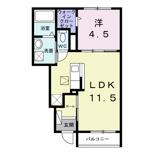 エトワール ブランシュ(1LDK/1階)の間取り写真