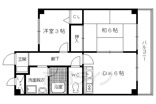 ボヌール有栖川(2DK/1階)の間取り写真