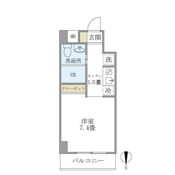 KDXレジデンス御徒町(1K/7階)の間取り写真