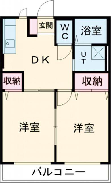 ラグーナB(2DK/1階)の間取り写真