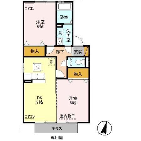 ロイヤルスクエア C(2DK/1階)の間取り写真