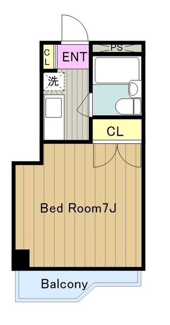 マンション如月(1K/2階)の間取り写真