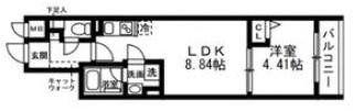 SOLASIA RESIDENCE 武蔵小山(1LDK/3階)の間取り写真