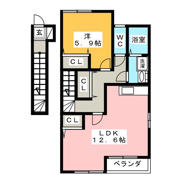 ウイニング(1LDK/2階)の間取り写真