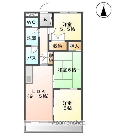 ROOMYかんの(3DK/2階)の間取り写真