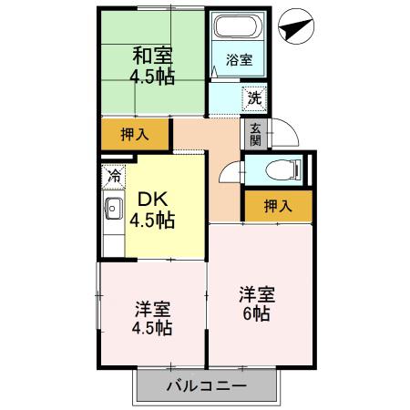 ピュアハイムI(3DK/2階)の間取り写真