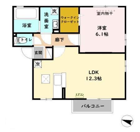 エスペランスII(1LDK/1階)の間取り写真