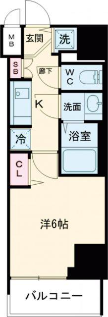 プレサンス三宮エレガンシア(1K/4階)の間取り写真