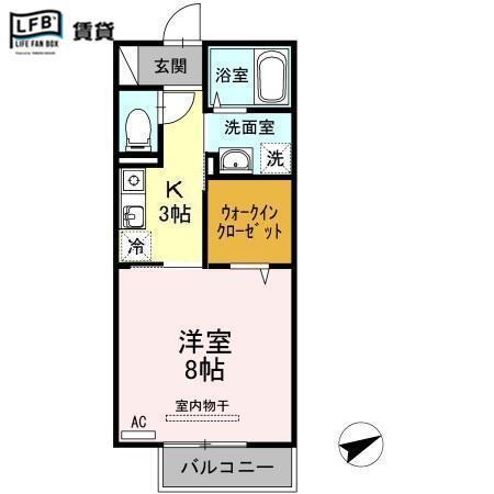 プランドール今宿(1K/2階)の間取り写真