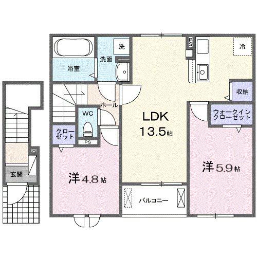 グラン ヴェール(2LDK/2階)の間取り写真
