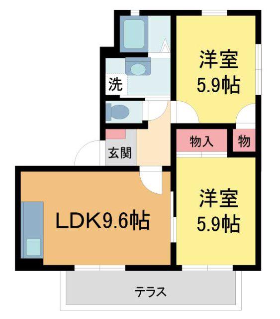 ファミール横屋(2DK/1階)の間取り写真