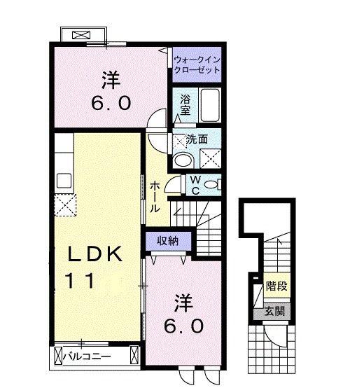 グランツ大和(2LDK/2階)の間取り写真