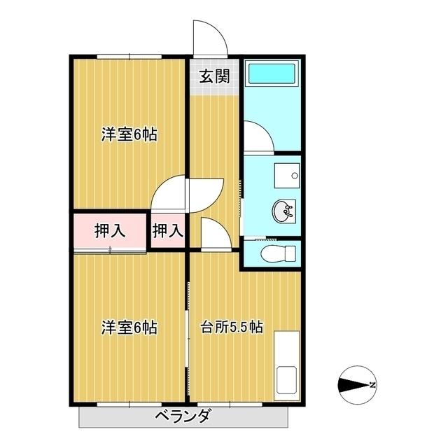 朝日ケ丘コーポ(2DK/1階)の間取り写真
