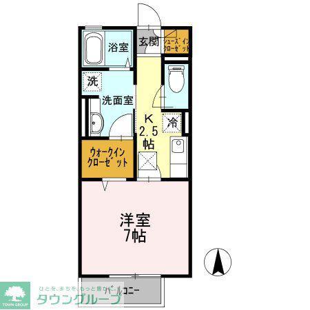 WITH湘南A(1K/1階)の間取り写真