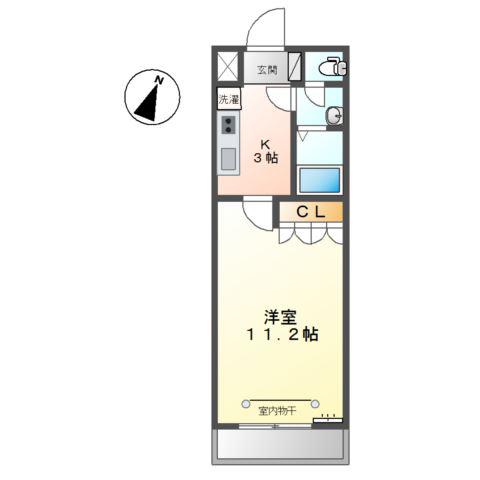 プランドール(1K/2階)の間取り写真